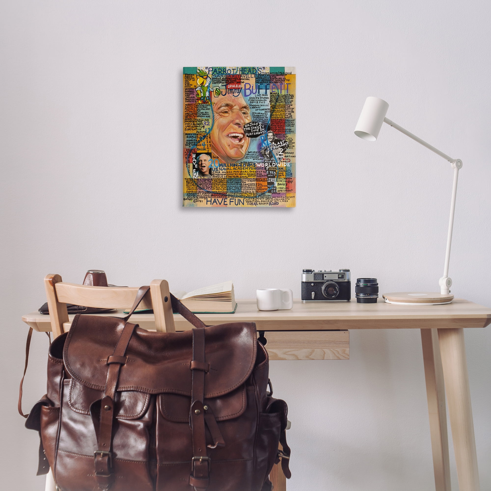 Stupell Industries Jimmy Buffet Collage People Drawing Wrapped Canvas Art Print Wall Art, 24 x 30