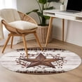 thumbnail image 4 of Small Round Rug 3Ft Washable Non-Slip, Texas Star Vintage Circle Area Rugs for Living Room Bedroom, Red Berry Retro Art Brown White Wooden Indoor Floor Mats Carpet Runner for Home Decor, 4 of 8