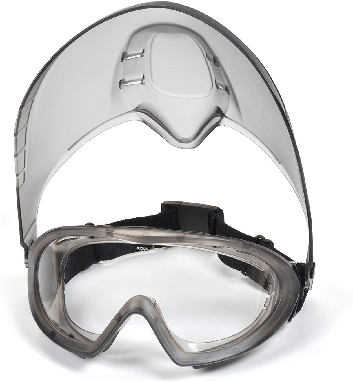 Direct/Indirect-Gray Frame/Clear Anti-Fog Lens woth faceshield attachment
