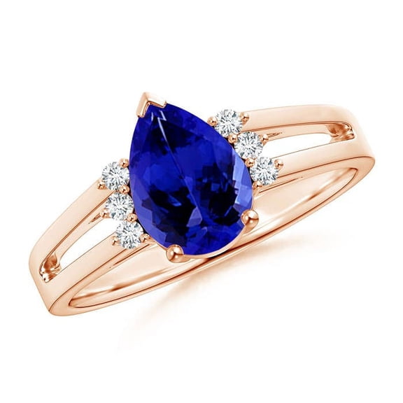 ANGARA Natural 1.3 Ct. Tanzanite with Diamond Classic Ring in 14K Rose Gold for Women (Ring Size: 11)