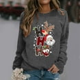 thumbnail image 2 of Fiaer Christmas Sweatshirts for Women Santa Reindeer Snowman Crew Neck Tops Long Sleeve Funny Graphic Tops Dark Gray L, 2 of 4