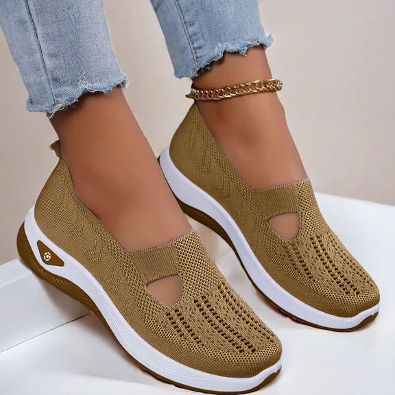Women's Orthopedic Walking Shoes,Woven Breathable Womens Sneakers,Lightweight Non-Slip Arch Support Slip on Shoes