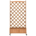 thumbnail image 4 of vidaXL Planter with Trellis and Wheels Brown Solid Wood Fir, 4 of 8