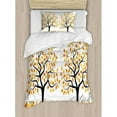 thumbnail image 3 of Farmland Duvet Cover Set, Border with Shady Deciduous Autumn Trees Growth Leaf Seasonal Background Art, Decorative 3 Piece Bedding Set with 2 Pillow Shams, Queen Size, Orange Black, by Ambesonne, 3 of 3