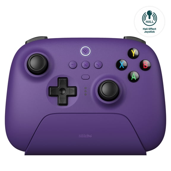 8Bitdo Ultimate 2.4G Wireless Controller, Hall Effect Joystick Update, Gaming Controller with Charging Dock for PC, Android, Steam Deck & Apple (Purple)
