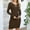 Brown, variant on Womens Square Neck Ribbed Bodycon Tight Dress Long Sleeve Cutout Keyhole Neck Ribbed Knit Party Mini Dress