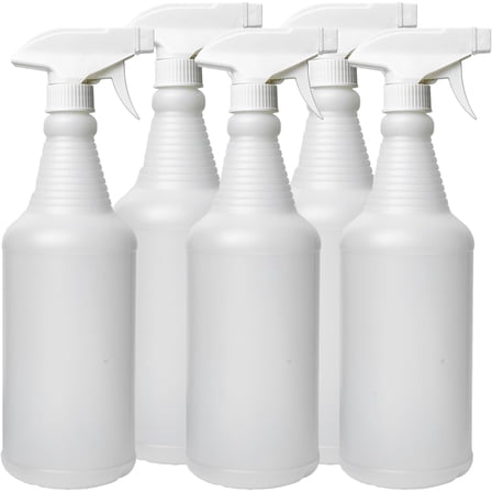 32 oz. Plastic Trigger Spray Bottles, 5-Pack,Chemical Resistant, Heavy Duty