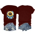 thumbnail image 4 of NAMTYQX Cute Tops for Teen Girls Muster Short Sleeve Plus Size Trendy Print Stretch O-Neck Soft Loose Fit Cute Tops for Women Wine Size 2XL, 4 of 5