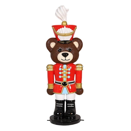 Universal Statues Teddy Bear Nutcracker Fiberglass Outdoor Commercial Christmas Decoration - 59"