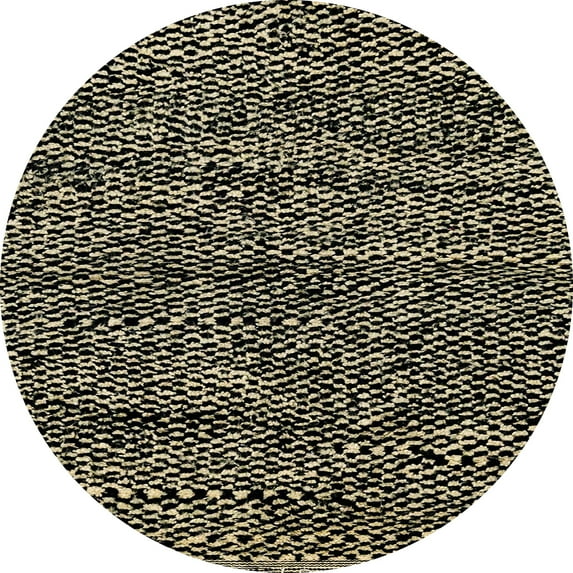 Ahgly Company Indoor Round Abstract Black Abstract Area Rugs, 6' Round
