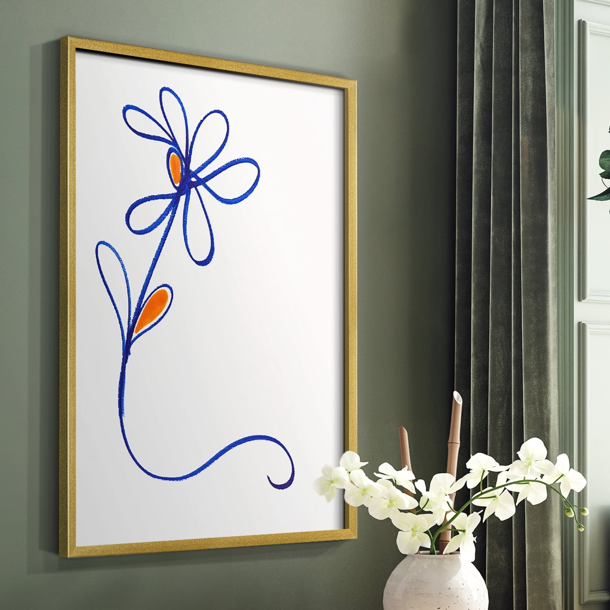 Wobbly Blooms I Framed Print - Solid Wood in Single Picture Frame Solid Wood 2 Framed Print