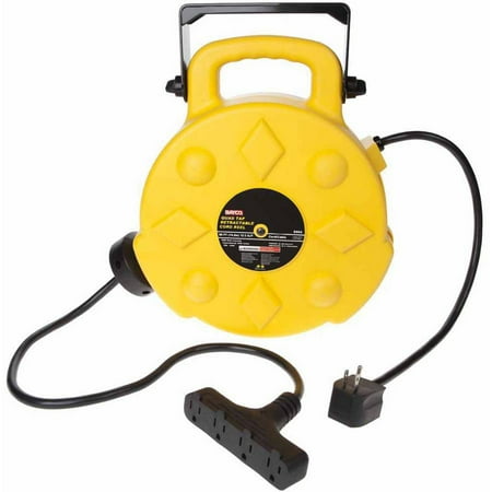 Bayco SL-8904 50' Retractable Polymer Cord Reel with 4 Outlets, 15A