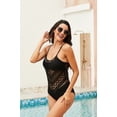 thumbnail image 3 of POGLIP Women's Black Crochet Lace Halter Straps One-piece Swimsuit, 3 of 6