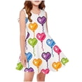 thumbnail image 2 of Spazoro Girls Midi Dresses, Balloon Print Sleeveless Crew Neck A-Line Casual Summer Dresses for Girls Multicolor Size 10-13, 2 of 6