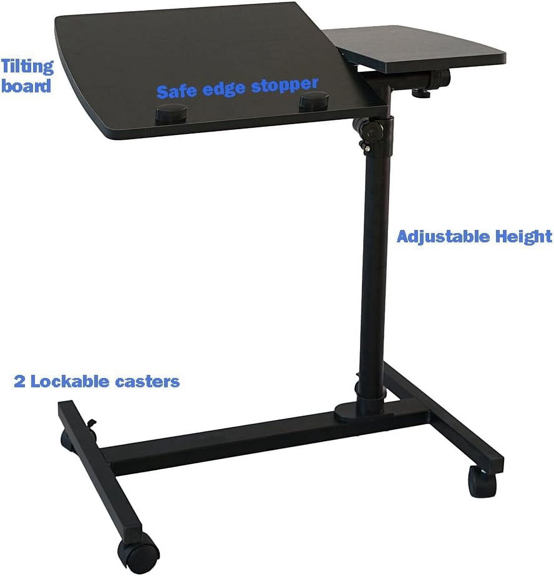 Yunken 23.2 Inch Rolling Adjustable Multifunctional Lifting Computer Desk, Tilting Desktop, Sit Stand Laptop Desk TV Tray for Bed Sofa Hospital Reading Eating, Black