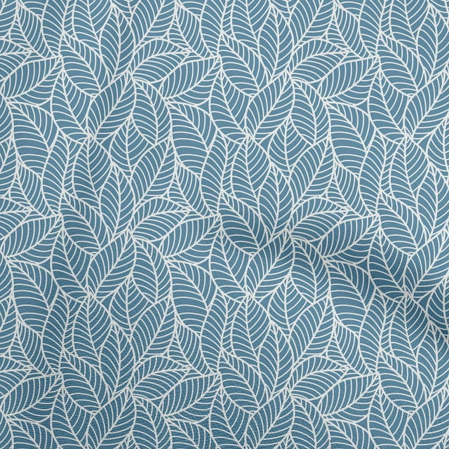 oneOone Cotton Poplin Blue Fabric Texture Leaf Sewing Craft Projects Fabric Prints By Yard 42 Inch Wide