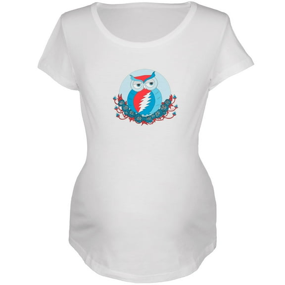 Grateful Dead Maternity Steal Your Face Owl White Short Sleeve T Shirt