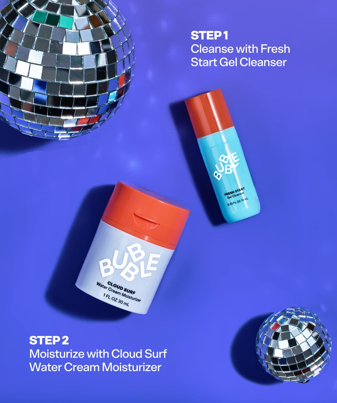 Bubble Skincare Polar Pair Holiday Gift Set, 2 Pieces with Fresh Start Gel Cleanser 10mL and Slam Dunk Moisturizer 10mL for All Skin Types