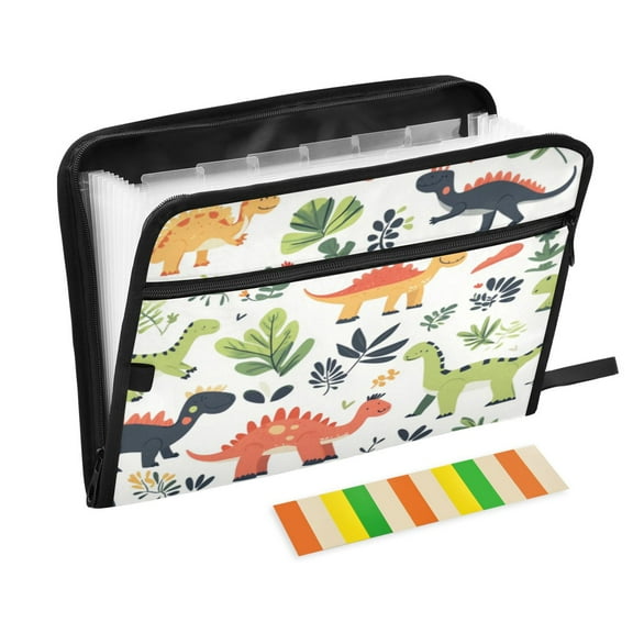 Organ Folder 14.2 x 0.8 x 10.6 Inches 13 Separate Pockets A4 Size Documents Folder A Sort Storage File Manager For The Home Office Colorful Dinosaur Cartoon
