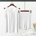 thumbnail image 3 of PRINxy Women's 2 Piece Pajama Sets Loose Lightweight Loungewear Suit Sleeveless Tank Tops with Wide Leg Shorts Spring Summer Casual Sets White XXXXXL, 3 of 8