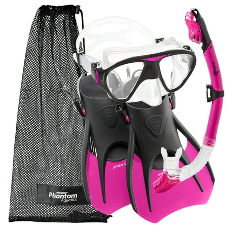 Phantom Aquatics Adult Signature Mask Fin Snorkel Set with Net Bag