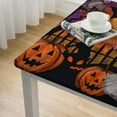 thumbnail image 4 of BANET Halloween Square Tablecloth with Elastic Edge, Halloween Pumpkin Ghost Washable Wipeable Table Cloth Polyester Table Cover for Kitchen Dining Party Wedding Holiday Fits Square Table White, 4 of 7
