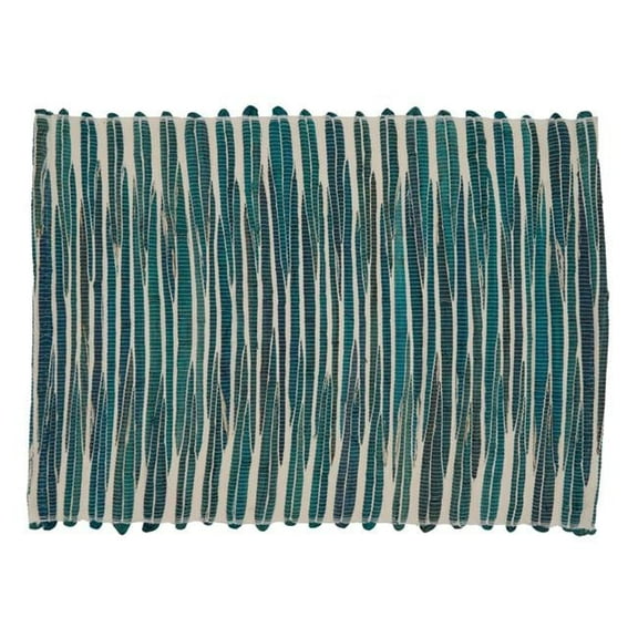 SARO  14 x 20 in. Oblong Water Hyacinth Table Mats  Turquoise - Set of 4