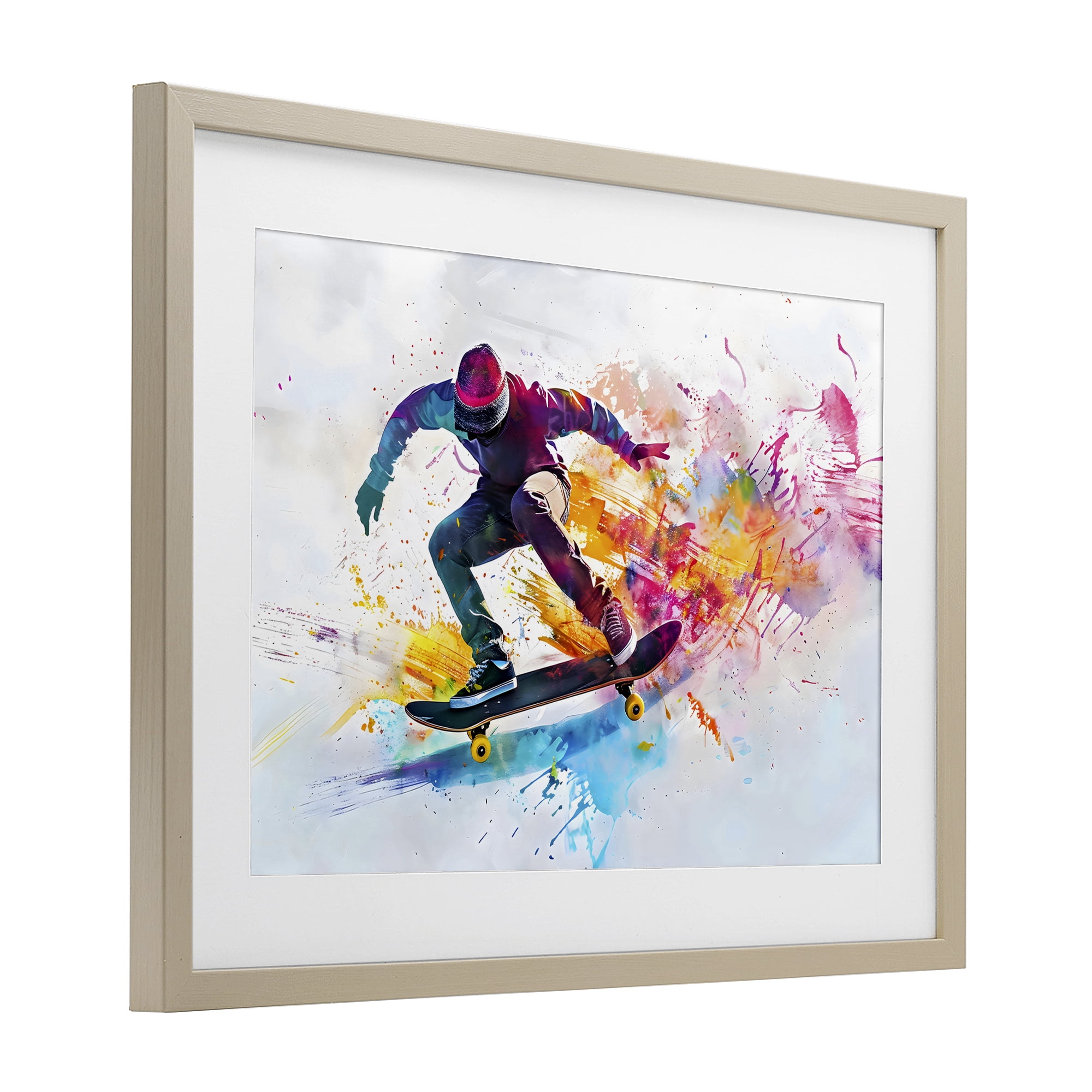 Stupell Industries Skateboarder in Motion Birch Framed Print Under Glass, design by Creative Studio