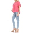 thumbnail image 4 of Moa Collection Casual Solid Flowy Short Flutter Sleeve Round Neck Key Hole Blouse, 4 of 6