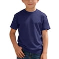 thumbnail image 1 of T-Shirts à Manches Courtes en Tricot pour Garçons, Col Rond Uni, Hauts d'Été Décontractés, 3-14 Ans, 1 of 5