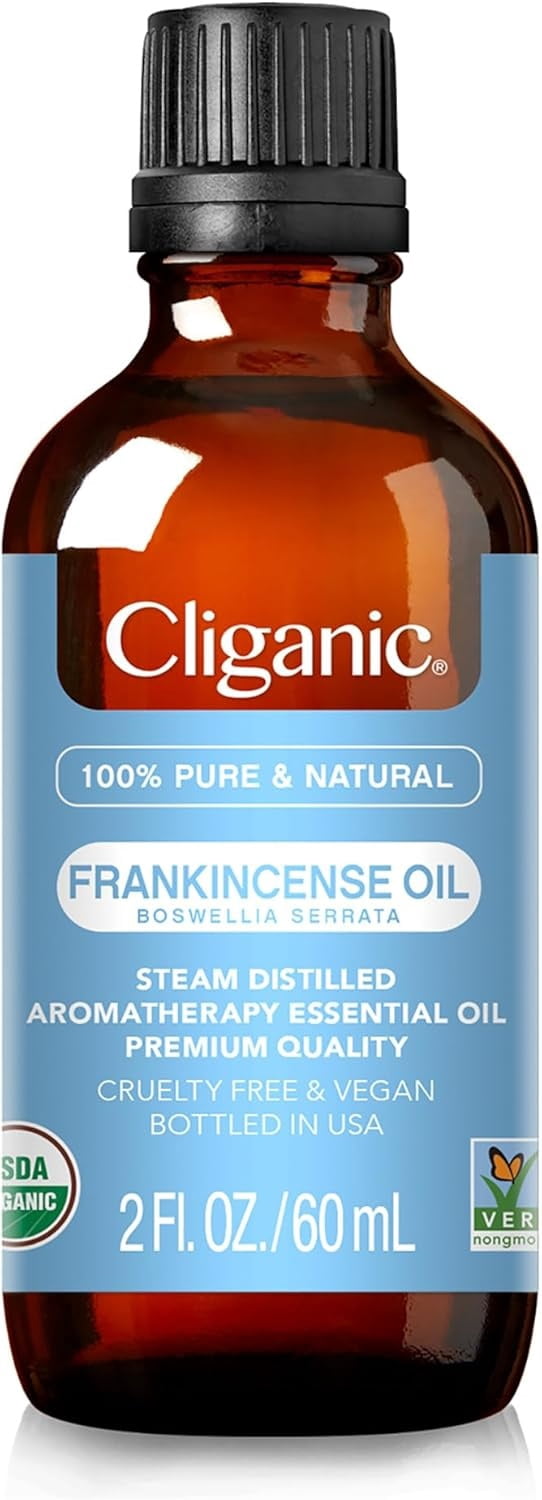Cliganic Organic Frankincense Essential Oil - 100% Pure Natural for Aromatherapy Diffuser | Non-GMO Verified