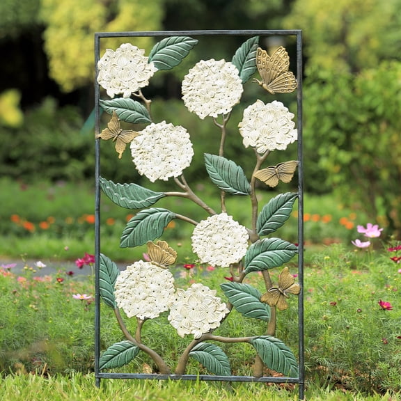 SPI Hydrangea and Butterfly Trellis 42.5" x 22" x 1" 9.65 lbs. Aluminum