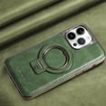 thumbnail image 2 of Dteck Luxury Leather Invisible Stand Case for iPhone 14 Pro,Shockproof Premium Leather Case Magnetic Ring Stand Mag Safe Cover for iPhone 14 Pro,Green, 2 of 10