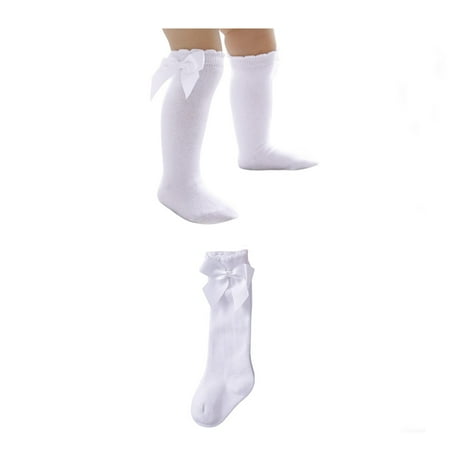 

Zando Newborn Socks Girl Bow Knee High Socks Baby Infant Long Stockings 0-6 Months White