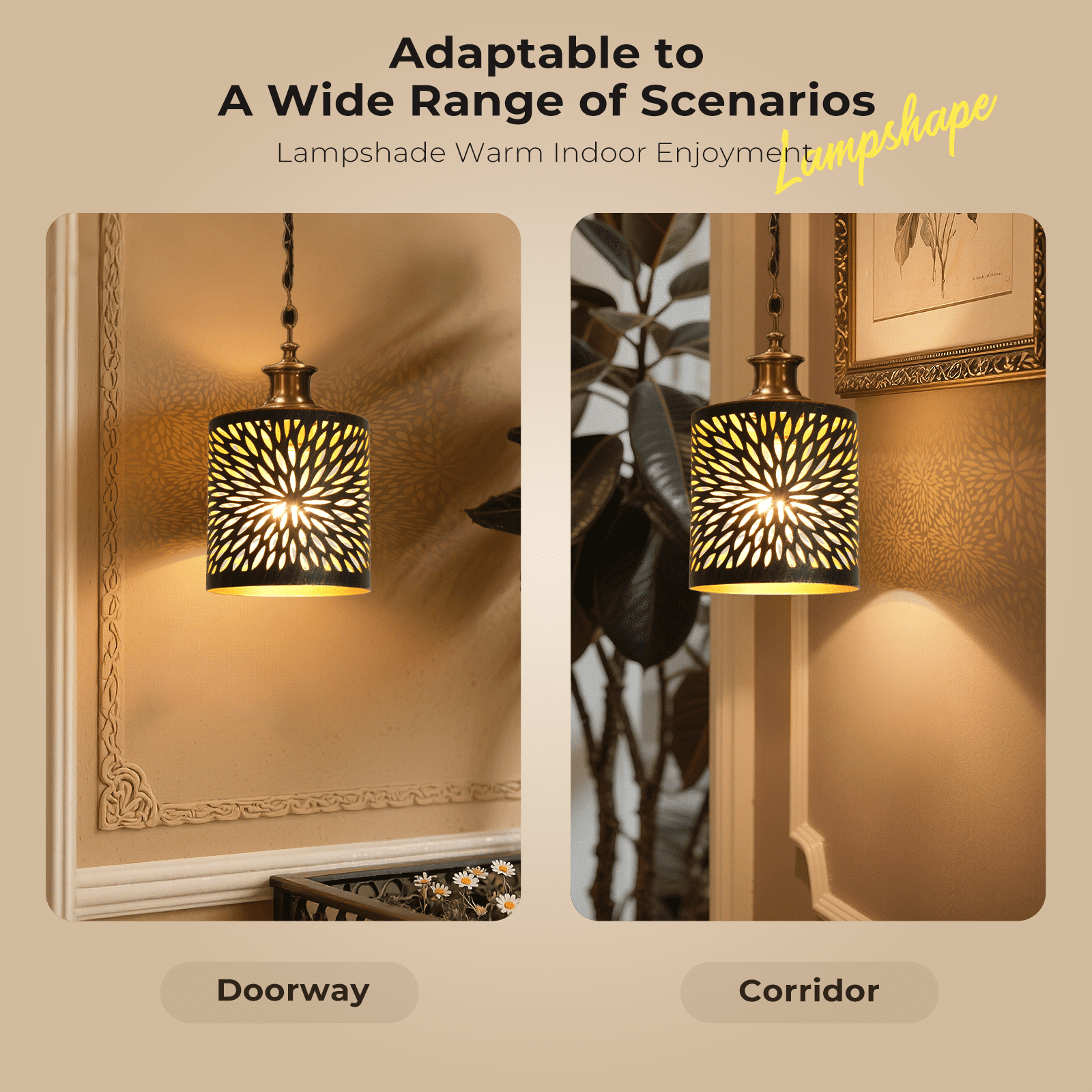 Cylinder Lamp Shades Set of 2 Metal Ceiling Lampshades, SWAIFDEE Minimalist Cylinder Hanging Lamp Cover, Pendant Light Shade Replacement Bronze 4.75×5"