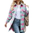 thumbnail image 6 of Women's Sherpa Lined Fleece Flannel Plaid Shirt Jacket Button-down Color Block Long Sleeve Lapel Outerwear with Pockets, 6 of 8