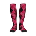 thumbnail image 2 of Socks Calf Pressure Socks Breathable Moisture Absorbent 11.8in×7.9in Full Print Designed For Hiking Walking Sports Argyle Plaid Magenta_1 1 Black, 2 of 8