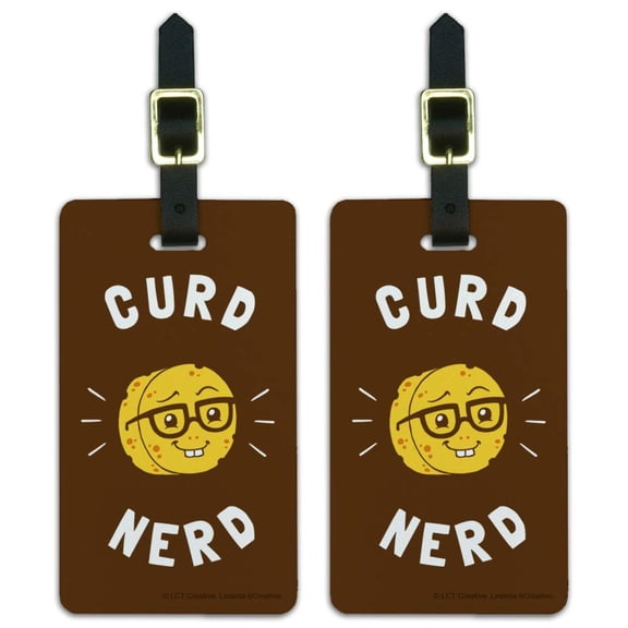 Curd Nerd Cheese Funny Humor Luggage ID Tags Suitcase Carry-On Cards - Set of 2