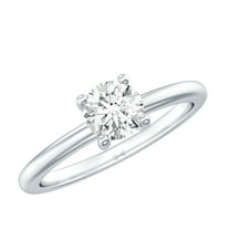 Rosec Jewels Certified Lab Grown 1 Ct Diamond Engagement Ring, EF-VS Quality, 10K White Gold, US 3.50