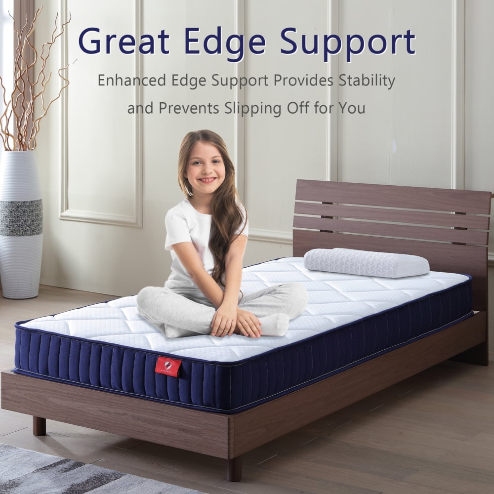 6 Inch Twin Mattress, Foam and Spring Hybrid Mattress in a Box, Medium Soft, Breathable Fabric & Adaptive Support, CertiPUR-US Certified, Twin Size Mattress in Guest and Kids Bedroom