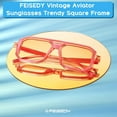 thumbnail image 3 of FEISEDY Square Aviator Sunglasses Men Women Retro Trendy 70s Aviator Sunglasses Plastic Frame B2939, 3 of 14