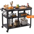 thumbnail image 4 of HARIPUL Outdoor Grill Cart, Patio Cooking Table Stand w/ Wheels & Hook, Outdoor Dining Rack for Camping & Party, Black, 4 of 7