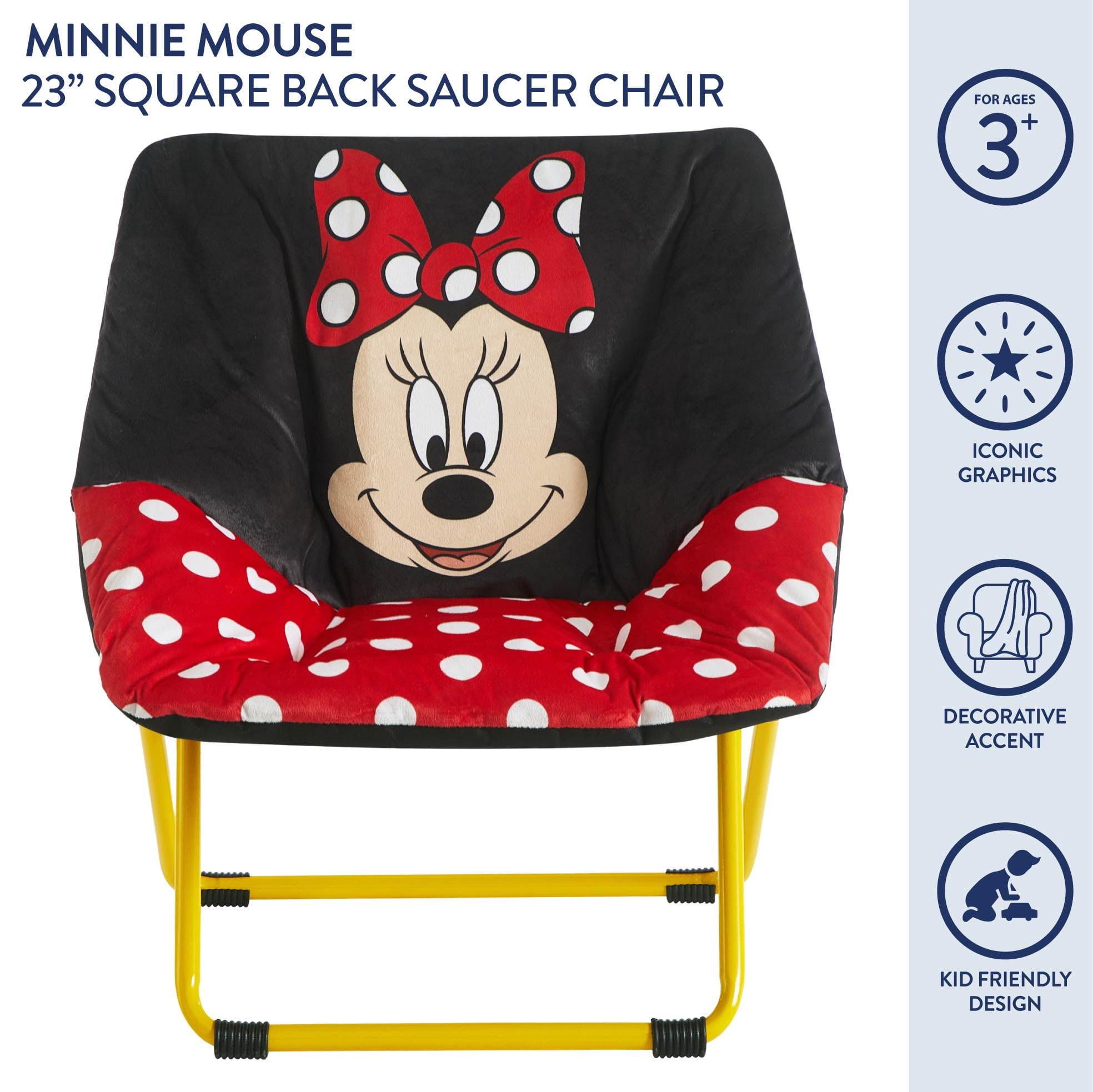 Minnie Mouse, 23" Kids' Square Saucer Chair, Red