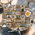 thumbnail image 2 of Animals Farmhouse Round Tablecloth, Fitted Table Cover with Elastic for 36"-44" Round Tables, Vintage Farm Country Star Brown Plaid Table Cloth Outdoor Indoor Dinning Party Waterproof Tablecloths, 2 of 7