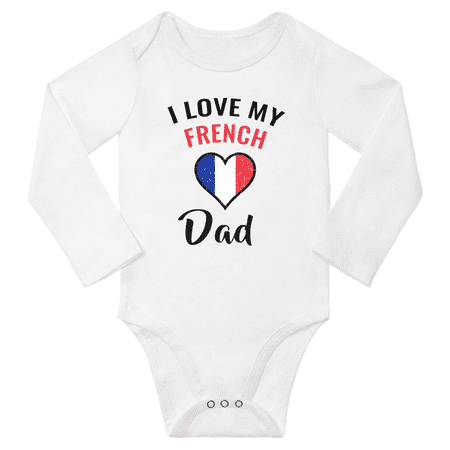 

I Love My French Dad Baby Long Slevve Bodysuit Outfits (White 6-12 Months)