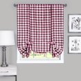 thumbnail image 2 of Designer Home Window Panel Curtain Checkered Kitchen Drape Tie-Up Shade Plaid Gingham Check Burgundy 42" X 63", 2 of 6