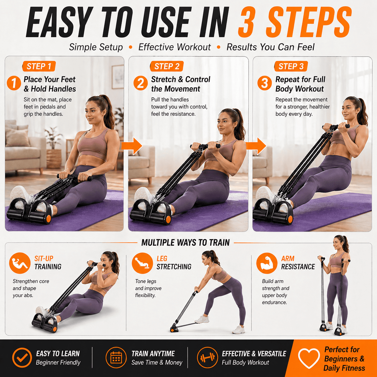 Pedal Resistance Band with Handle, Upgrade 21 Fitness Resistance Bands, Multifunction Home Workout Equipment for Full Body, Core, Leg & Waist Training