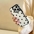 thumbnail image 5 of Cute Black Polka Dots Matte Phone Case Compatible with iPhone 14/13,Retro Classy Trendy Slim Sleek One Piece Girly Full Side Print Cover for iPhone 13/iPhone14 6.1" White, 5 of 12