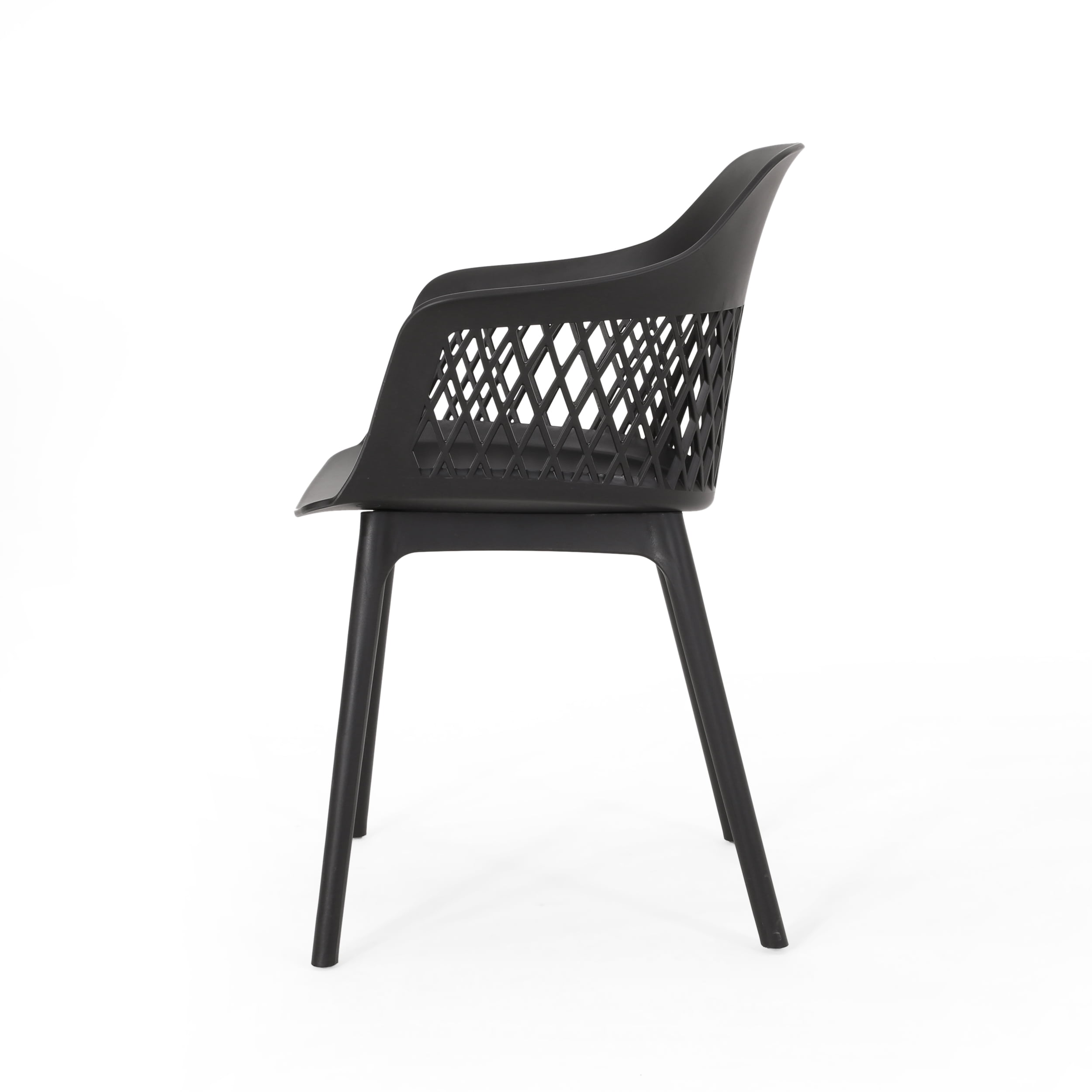 Outdoor Leisure Chair Set of 2, Mixed Plastic Material Household Seats for Patio Garden, Black