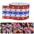 thumbnail image 2 of Patriotic Wired Ribbon 2.5 Inch x 5 Yards Red White Blue Glitter Stripe Ribbon Roll for 4th of July Independence Day Handmade Wreaths Bows Gift Wrapping 1 Roll, 2 of 9